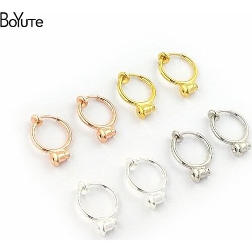 BoYuTe 5 Pairs 13*17MM Metal Clips Earrings without Pierced Ear Clip with Ear Plugs Diy Earrings Jewelry Accessories