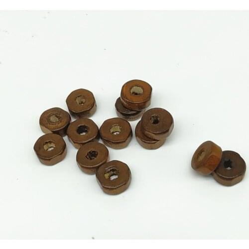 Wood Spacer Beads Flat Round Coffee About 8mm( 3/8") Dia, Hole: Approx 2.6mm, 100 PCs new
