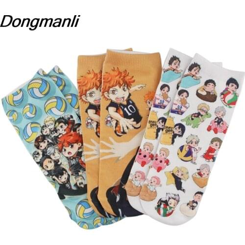 BG352 Dongmanli 1 Pair Ankle Socks Anime Boy Short Socks Cartoon Character Unisex Casual Breathable Boat Socks