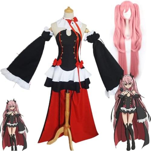 Anime Seraph Of The End Cosplay Costume Owari no Seraph Krul Tepes Uniform Full Set Dress Outfits suits and wigs Black boots NEW