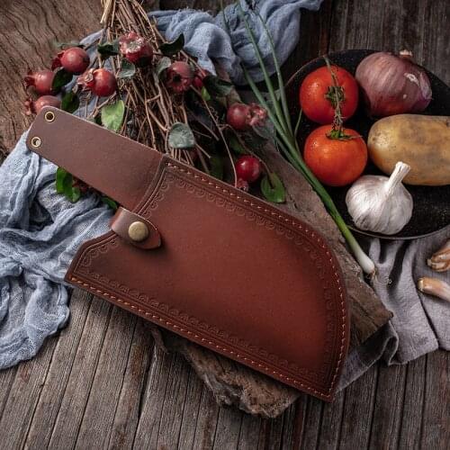 Leather Cover Sheath for Forged Stainless Steel Kitchen Knife Chinese Knives Meat Cleaver Vegetable Kitchen Chopper Knife