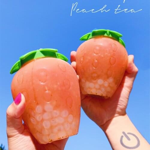 Ins Summer Cartoon Kawaii Strawberry Plastic Straw Cup Lovely Girl Milk Tea Coffee Cups Student Portable Cold Drink Water Bottle