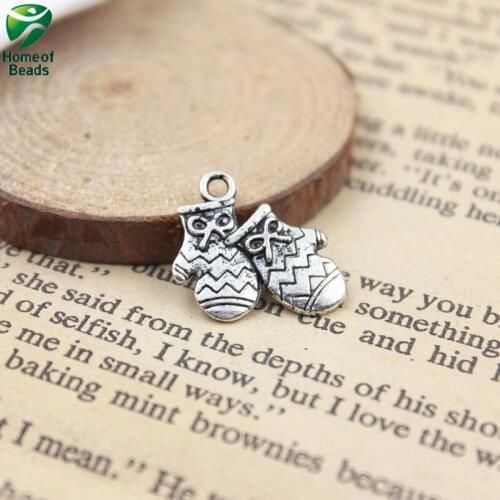 Lovely Warm Gloves DIY Antique Silver Color Alloy Pendants (15 Pieces/lot) ZA1123