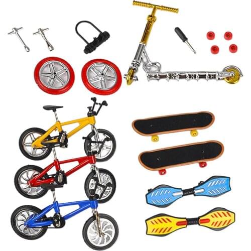 8pcs Mini Finger Toys Fingerboard Skateboards Bike Scooter Tiny Swing Board, Detachable