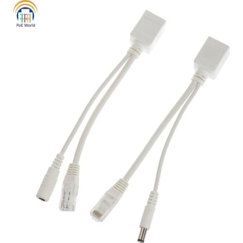 Free ship Passive PoE Injector Splitter cable 2.1*5.5mm DC RJ45 Ethernet connectors 100 data speed for Hikvision/Cisco/UBNT