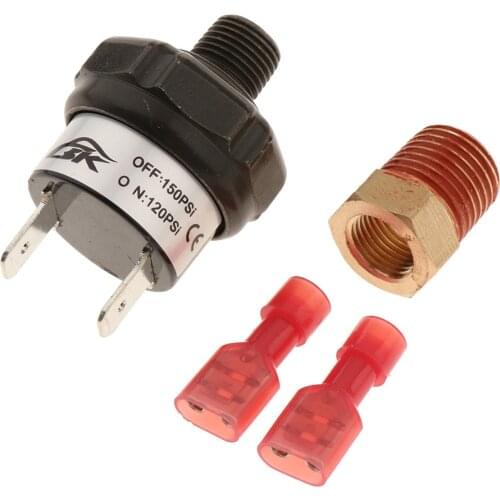 12V Compressor Air Tank Pressure Switch 120 PSI ON and 150 PSI OFF, Black