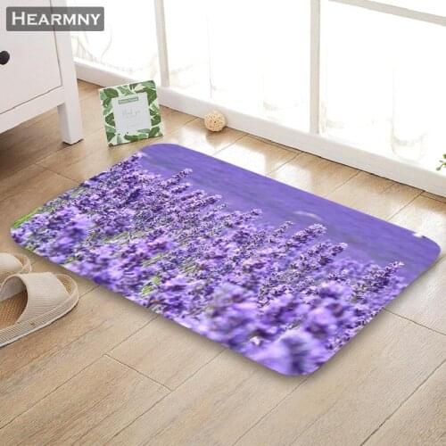 Custom Lavender Flower Doormat Floor/Bath/Kitchen/Beach Mat Flannel Sponge Fabric 3D Printed Shaggy Decoration For Bedroom