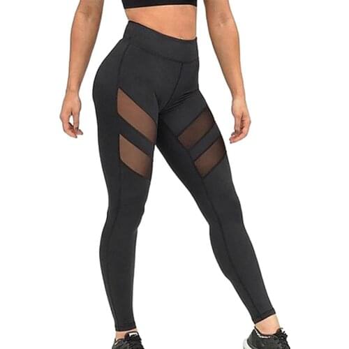 Casual Pants Fitness Stitching Mesh Leggings Women Step On The Foot Elasticity Workout Pants