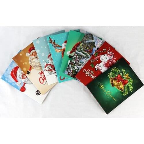 Christmas Greetings Card Gift 5D Diy Partial Round Stone Bead Diamond Painting Mosaic kit 3D Diamant Embroidery Cross Stitch BK