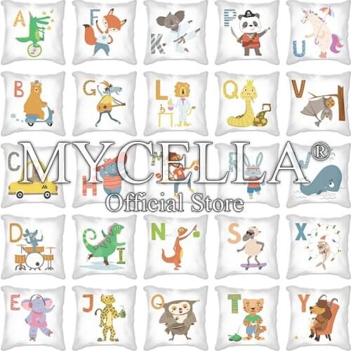 Cartoon cute animal Letter Print Decorative Cushions Pillowcase Polyester Cushion Cover Throw Pillow Sofa Decoration Pillowcover