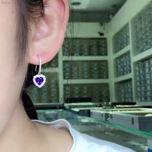 The best gift for Anniversary Amethyst Earrings 925 Sterling Silver High Jewelry Natural And Real Amethyst Earrings