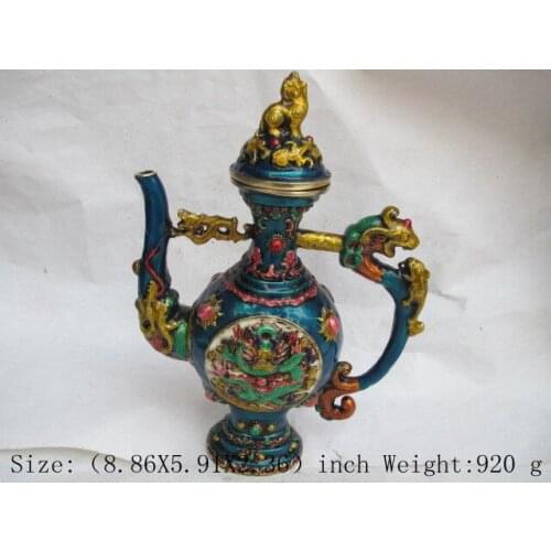 Ancient Chinese cloisonne longfeng teapot
