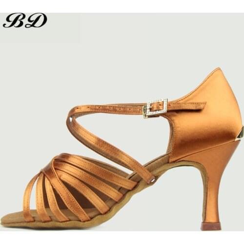 BD2386 Dance Shoes Ballroom Women Latin shoes Dancing WOMAN Shoe FREE BAGS Protection Cover BDDANCE Authentic Gold Heel 7.5 CM