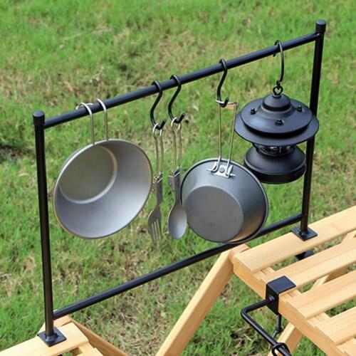 Camping Table Storage Racks Cookware Hanging Rack Hook Camp Kitchen Utensil Organizer Outdoor Triangular Pot Pan Support Hanger