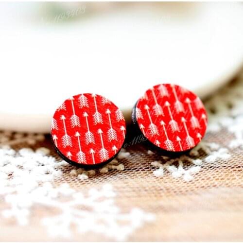 Unique 3D Arrow Embossed 16mm Round Coloured Drawing pattern Laser Cut wood Cabochon DIY for Rings, Earring,Brooch,Necklace