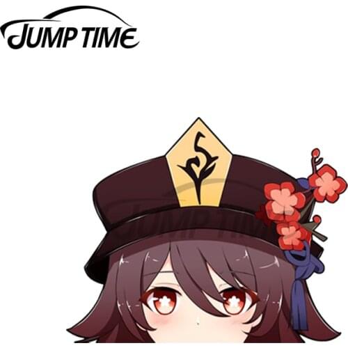 Jump Time 13 x 6.4cm For Genshin Impact Hu tao Hutao Peeker Car Stickers Occlusion Scratch Decal Suitable for RV JDM Decoration