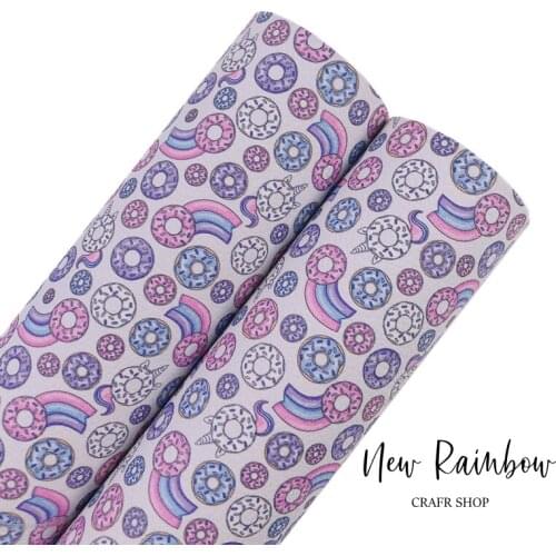 New Rainbow 30x22CM/A4 Lovely Unicorn Donut Artisan Faux Leatheretter For Baby Bows,Shoes, Accessories, Earrings, DIY Crafts