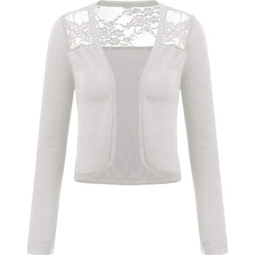 Women Hollow Lace Knitted Sweet Candy Color Crochet Knit Blouse Top Coat Jacket Cardigan Long Sleeve