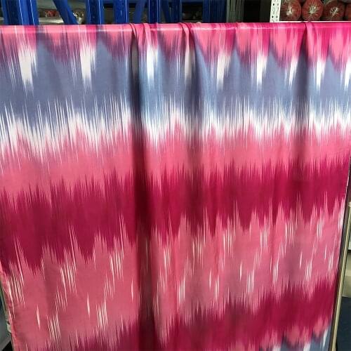 White waxberry 10mm thick silk chiffon red and blue twisted printed fabric womens dress dress fabric