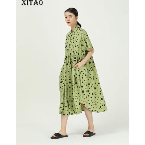 XITAO Irregular Pot Dress Fashion New Women Plus Size 2020 Spring Minority Casual Turn Down Collar Single Breast Dress XJ3827