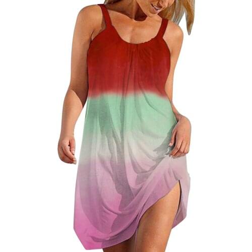 2021 Vintage Sexy Gradient Strapless Summer Dress Women Fashion Casual V-Neck Sleeveless Backless Print Dresses Casual Sundress