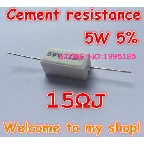 10pcs/lot 5W 5% 15R J 15 Ohm Ceramic Cement Power Resistor 15RJ 15 RJ