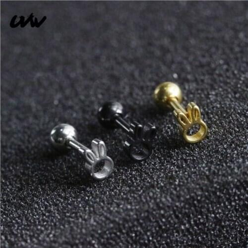 UVW234 2pc Tiny Surgical Steel Bunny Helix Piercing for Women Accessories Ear Stud Earrings Fashion Jewelry Cute Gift
