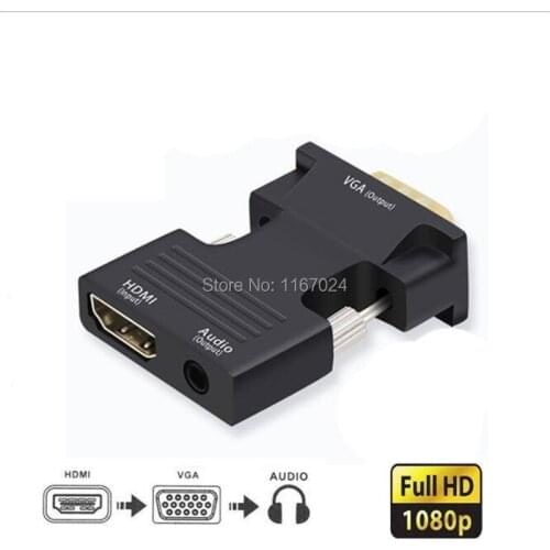 200set 1080P HDMI Female to VGA Male Converter Adapter Lead with Audio Output Cable HDMI to VGA For PC Laptop TV Box Projector