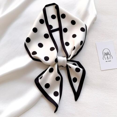 2021 Polk Dot Point Small Silk Scarf Womens Spring Autumn Thin Narrow Strip Ribbon Decorative Scarf Female Hairband Tied Scarfs