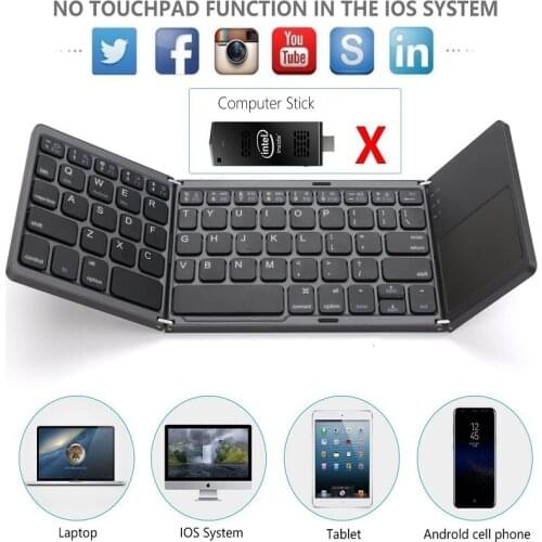 64 Keys Smart Folding Office Bluetooth-compatible Wireless Rechargeable Keypad With Touch Pad For Android Ios Tablet Ipad Phone