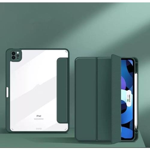 Acrylic Cover for iPad Air 4 10.9 2020 Case Flexible Auto Smart Cover for iPad Air 4 Generation A2324 with Pencill Holder Capa