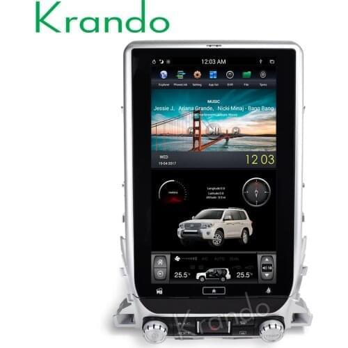 Krando Android 9.0 13.6" super Tesla Vertical touch screen car radio dvd gps For Toyota Land Cruiser 200 2016+ audio navigation