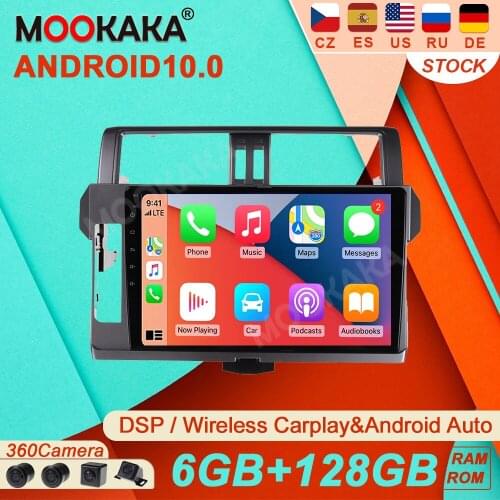 6+128G Android10.0 DSP For Toyota Prado 2014-2017 Car Radio Multimedia Video Player NavigationGPS Accessories Auto 2 Din NO DVD