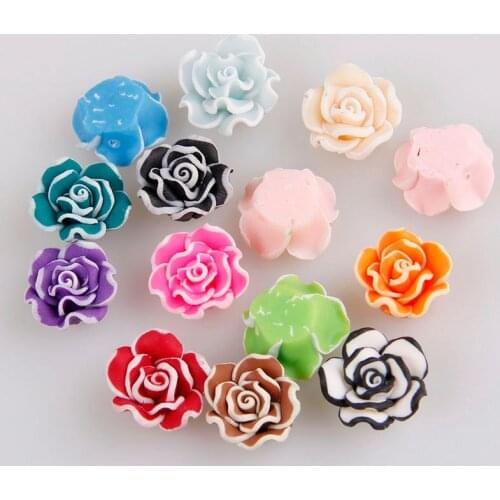 10pieces 10 15 20 30mm Colorful Polymer Clay Rose Flower Beads With Hole For Diy Women Brooch Necklace Jewelry Finding
