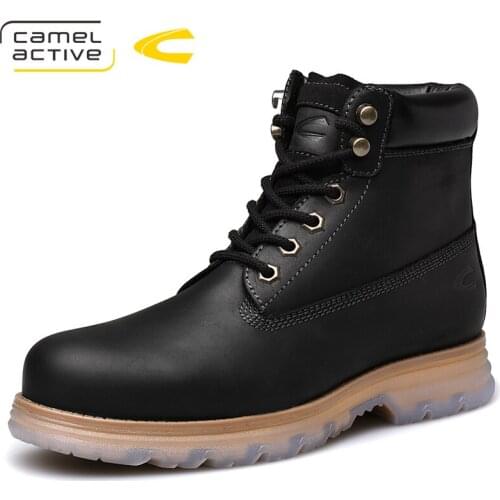 Camel Active New Natural Wool Men Winter Shoes Warmest Genuine Leather Handmade Men Winter Snow Boots