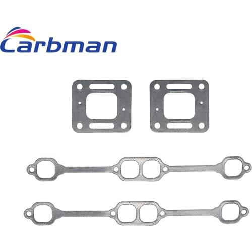 Carbman New Exhaust Gasket Manifold For Mercruiser 5.0 5.7 350 Mag Riser Block V8 Elbow Kit