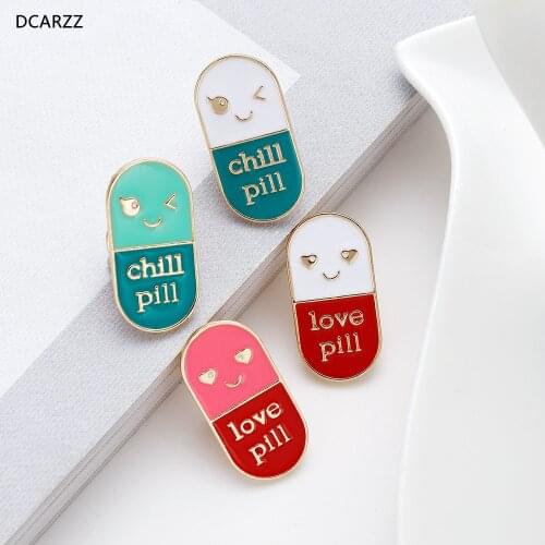 DCARZZ Cute Petite Medicine Pill Brooch Enamel Pin Jewelry For Girls Women Brooch Lapel Backpack Cowboy Accessories Best Gift