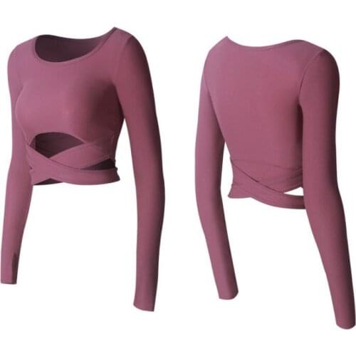 Breathable Long Sleeve O-neck Solid T-shirts Gym Crop Top Sportswear Women Fitness Workout Sexy Running Yoga Shirts