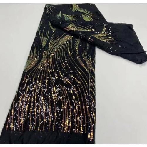 Elasticity Design French Tulle Lace African Sequins Lace Fabric 2021 High Quality Sequins Lace Fabric Nigerian Material Wedding