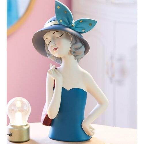 European Cute Girls Flower Pot Storage Tray Resin Statues Home Livingroom Furnishing Crafts Coffee Table Figurines Decoration