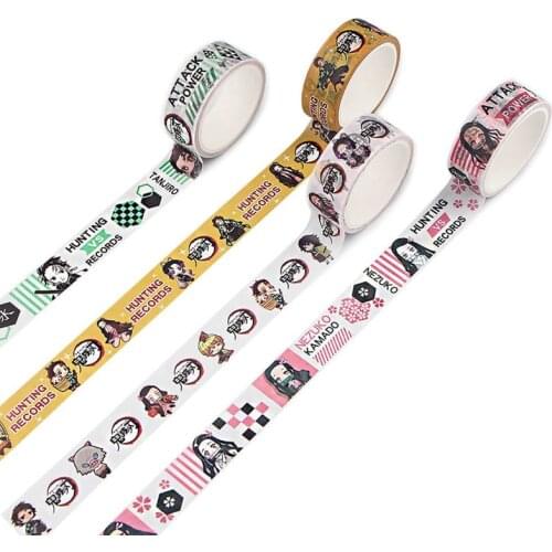Demon Slayer Anime Washi Tape Diy Scrapbooking Crafts Adhesive Paper Masking Tape Printed Pattern Sticker Decals