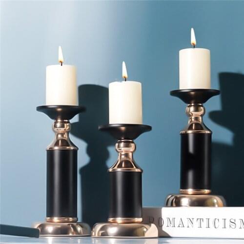Creative Candlestick European Metal Candle Holder Simple Black Wedding Decoration Bar Party Living RoomHome Ornaments