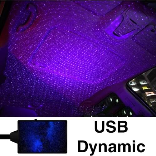 Mini LED Car Roof Star Night Light USB Decorative Lamp Projector Adjustable Atmosphere Home Ceiling Decor Light dynamic blue