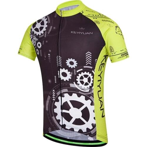 KEYIYUAN Men Black Short Sleeve Cycling Jersey Summer Bike Clothing Top Road Team Bicycle MTB Sports Shirt Sudaderas Hombre