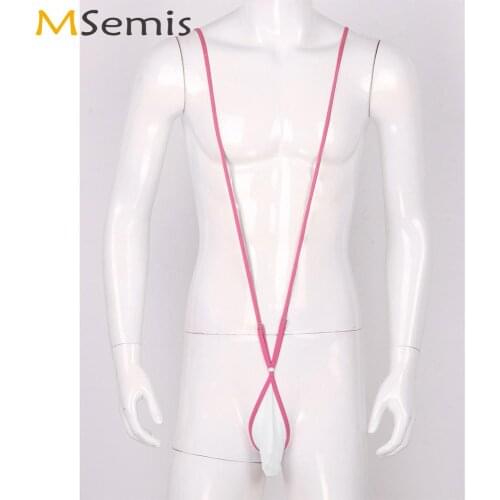 Men Hot One-piece Thong Lingerie Porno Mini Penis Pouch Mankini Nightwear Sexy Spaghetti Straps Y-back Slingshot Bikini Bodysuit