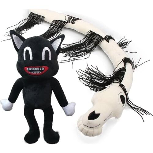 Set of 2 30-130cm White Long Horse Siren Head Plush Toy Trevor Dream Horse Soft Stuffed Animals Doll Black Horror Peluches Toys