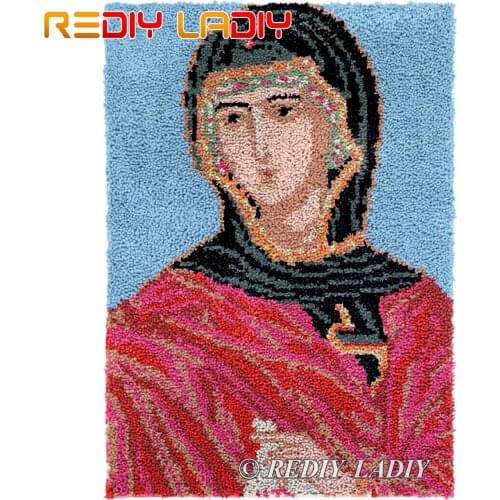 Latch Hook Kits DIY Carpet Rug Our Lady Icon Plush Wall Tapestry Kit Crochet Floor Mat Thick Yarn Cushion Arts & Crafts 61*88cm