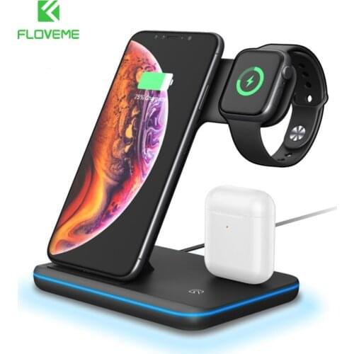 3 IN 1 Desk Qi Wireless Charger 10W Fast Charging For Samsung Huawei iPhone 11 XR Quick Charger For Apple Watch Airpods Airdots