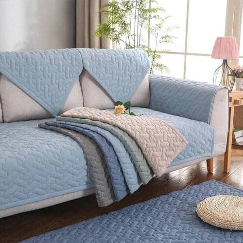 1/2/3/4 Seater Non-slip Sofa Covers for Living Room Solid Couch Cover Four Seasons Universal Cotton Corner Sofa Towel Slipcover