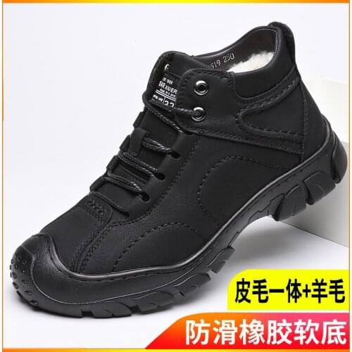 Autumn Winter Genuine Leather Men Boots Outdoor Non-slip Ankle Boot Keep Warm Lace-Up Wool Chelsea Man Boots Retro Casual Shoes